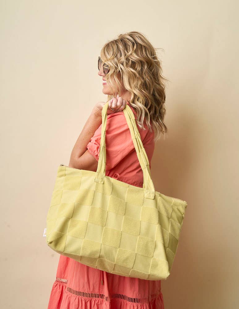 Green Check Tote Bag