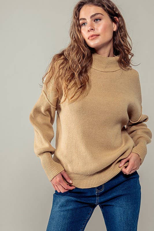 Valley Ribbed Knit Mock Neck Sweater