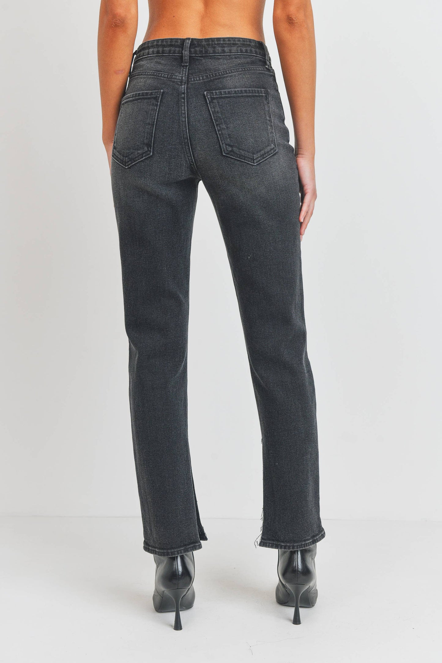 Long-Line Slim Slit Straight Denim