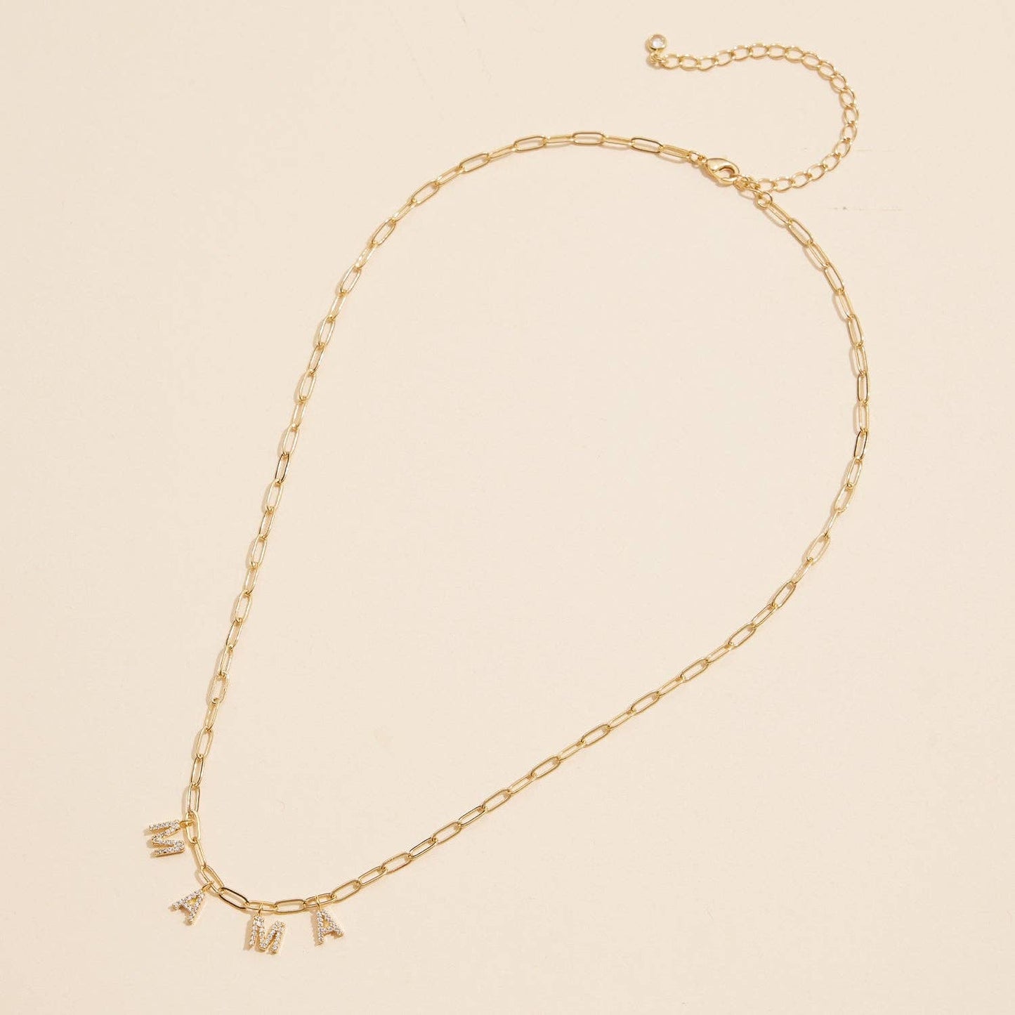 "MAMA" Cubic Zirconia 18K Gold Necklace