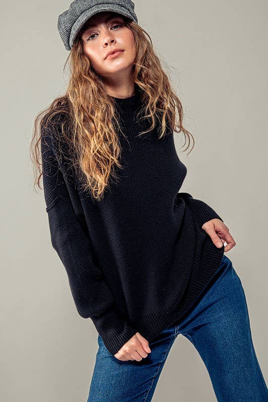 Valley Ribbed Knit Mock Neck Sweater