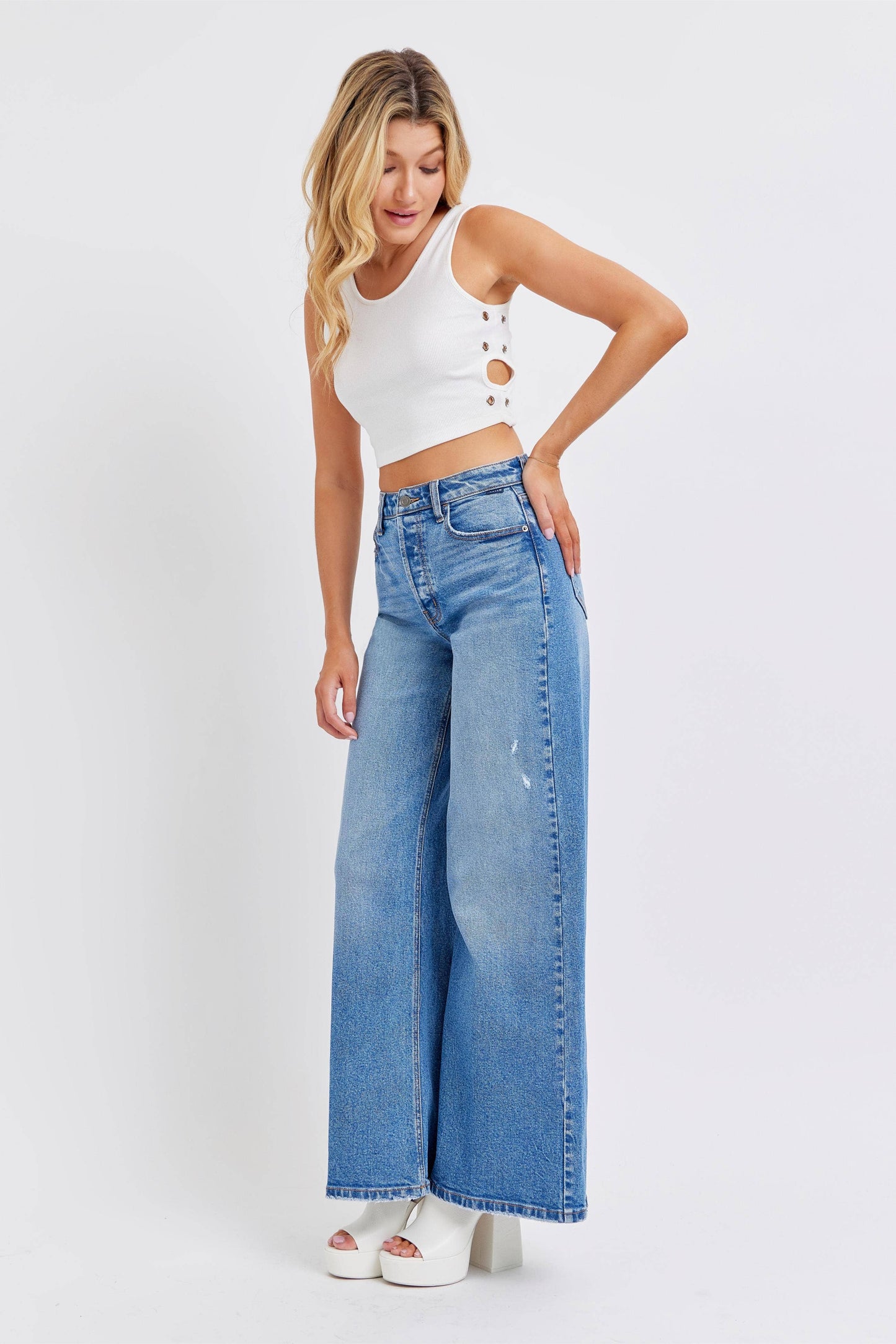High Rise Wide Leg Denim Jean