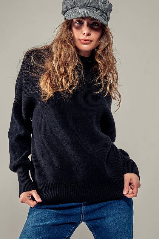 Valley Ribbed Knit Mock Neck Sweater