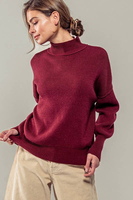 Valley Ribbed Knit Mock Neck Sweater