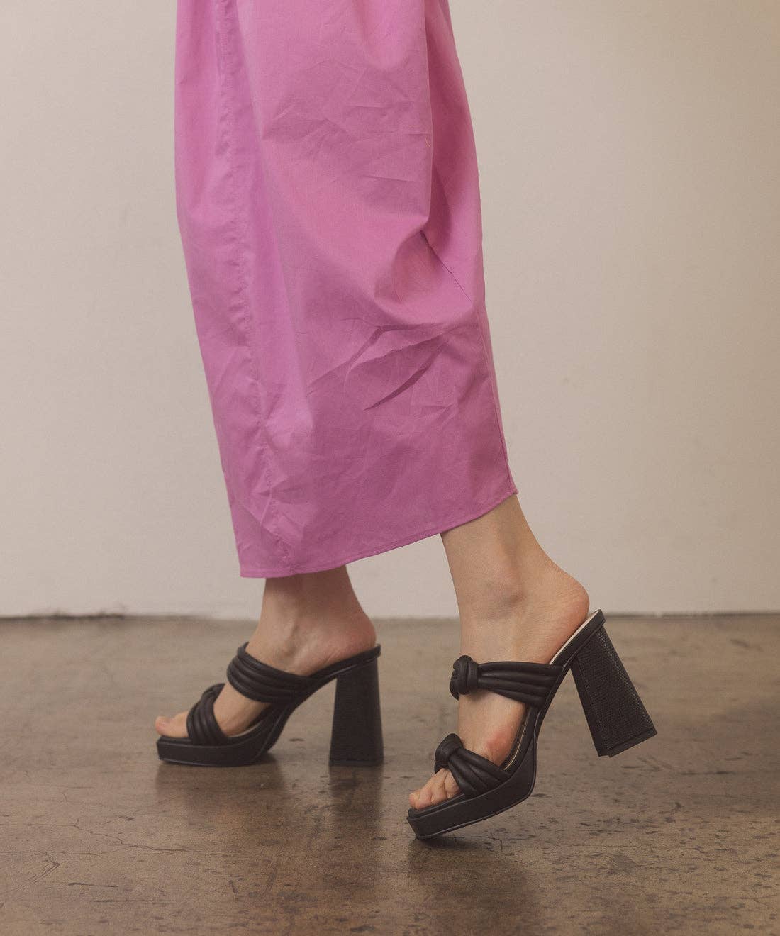The Faith Black | Knotted Band Platform Snake-Print Heel