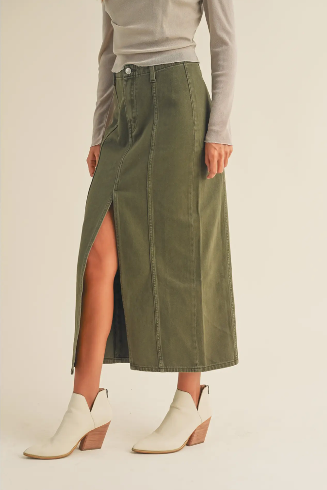 Cotton Slit Maxi Skirt