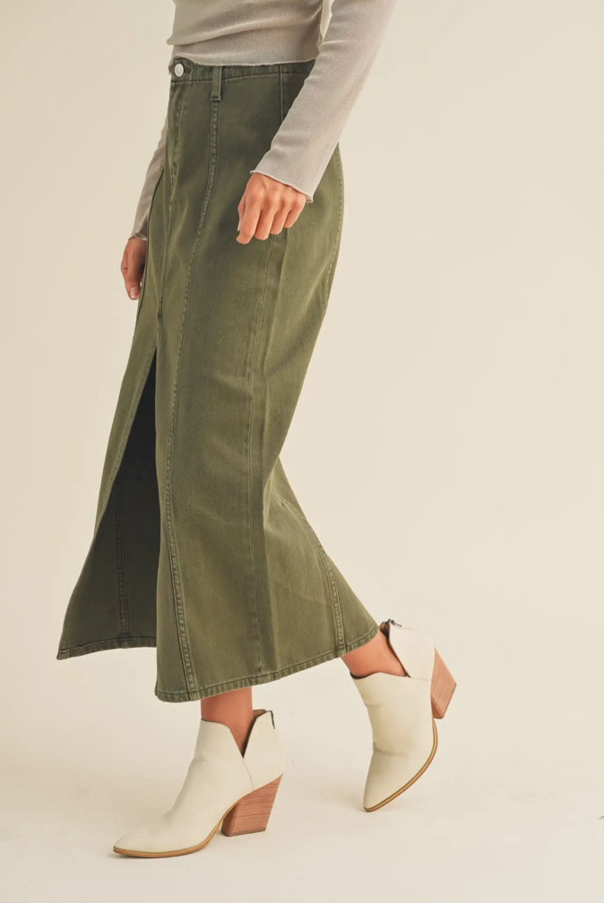 Cotton Slit Maxi Skirt