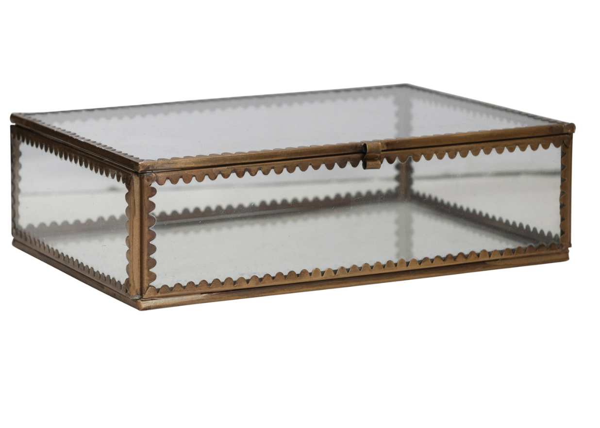 Brass & Glass Display Box w/ Scalloped Edges