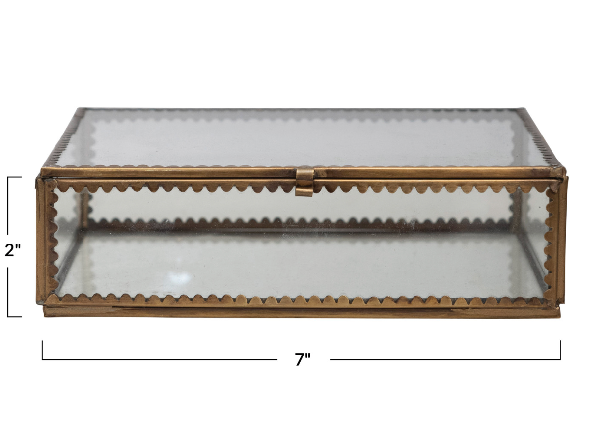 Brass & Glass Display Box w/ Scalloped Edges