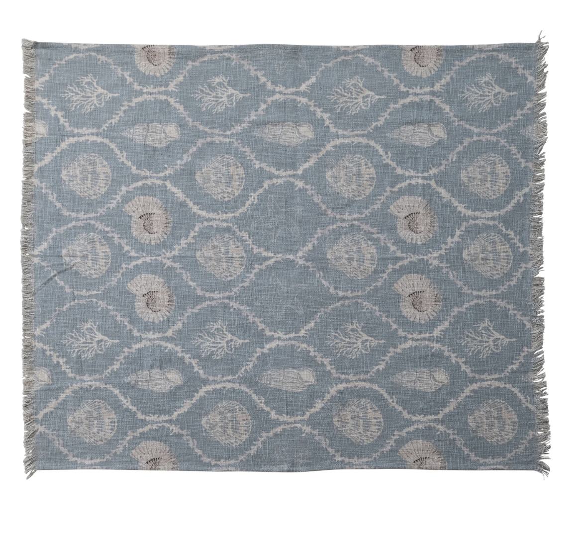 Cotton Throw with Coral & Shells