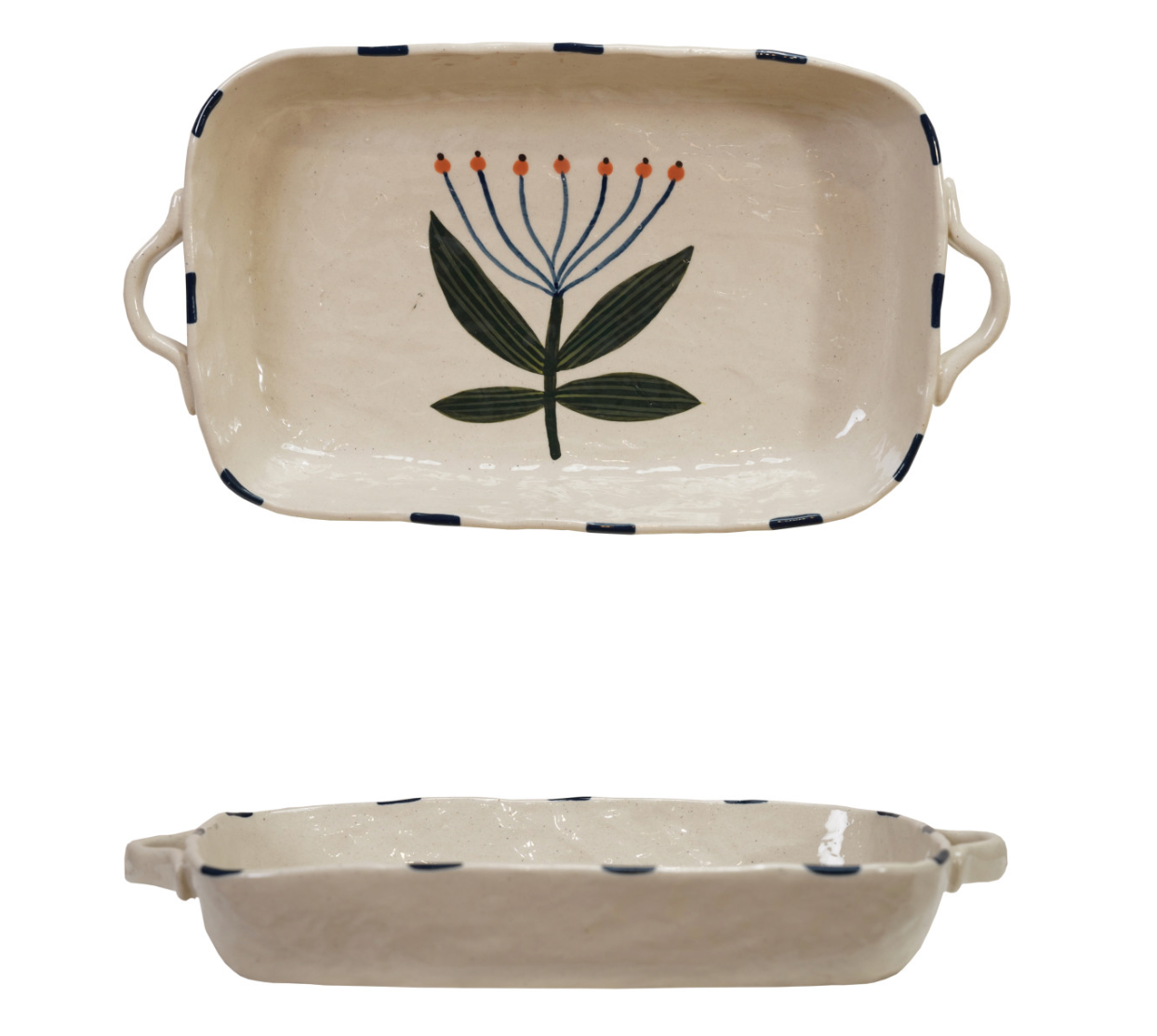 1 Quart Hand-Painted Stoneware Baker