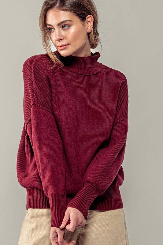 Valley Ribbed Knit Mock Neck Sweater