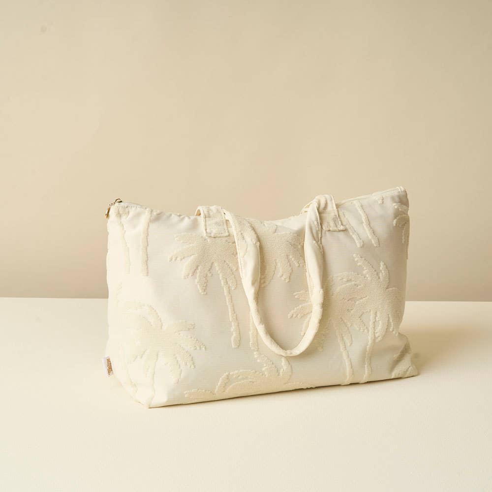 Cream Palm Tote Bag