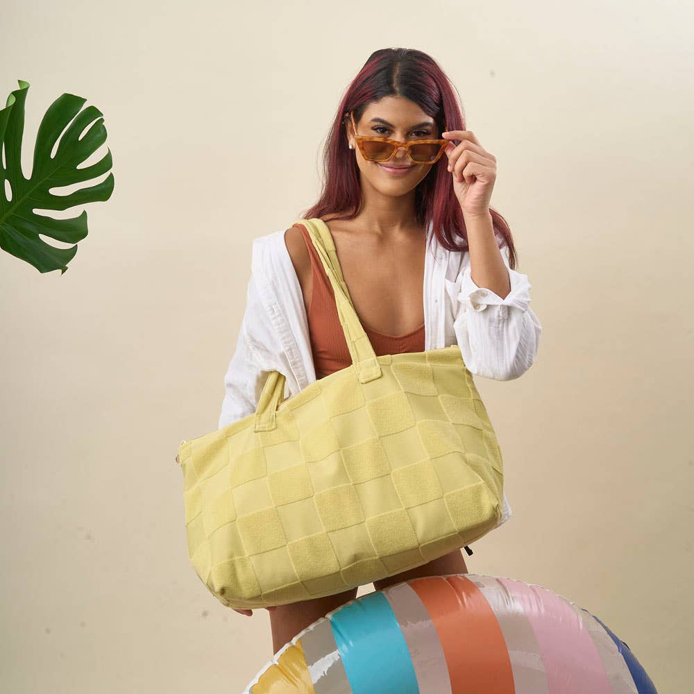 Green Check Tote Bag