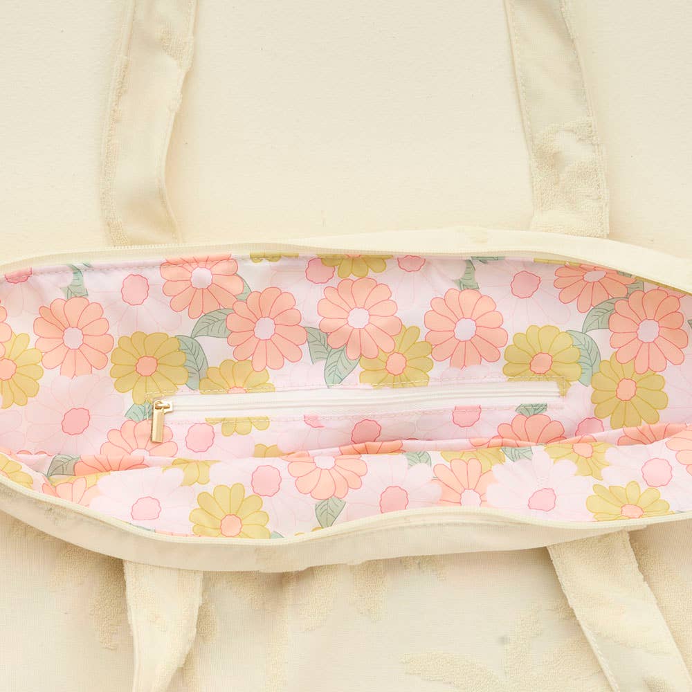 Cream Palm Tote Bag