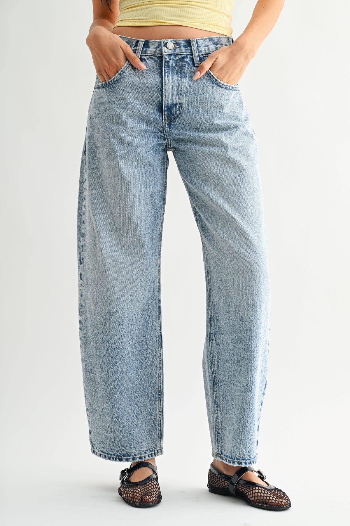 High Rise Clean Barrel Jean
