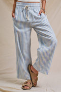 Cotton Stripe Wide Leg Pants
