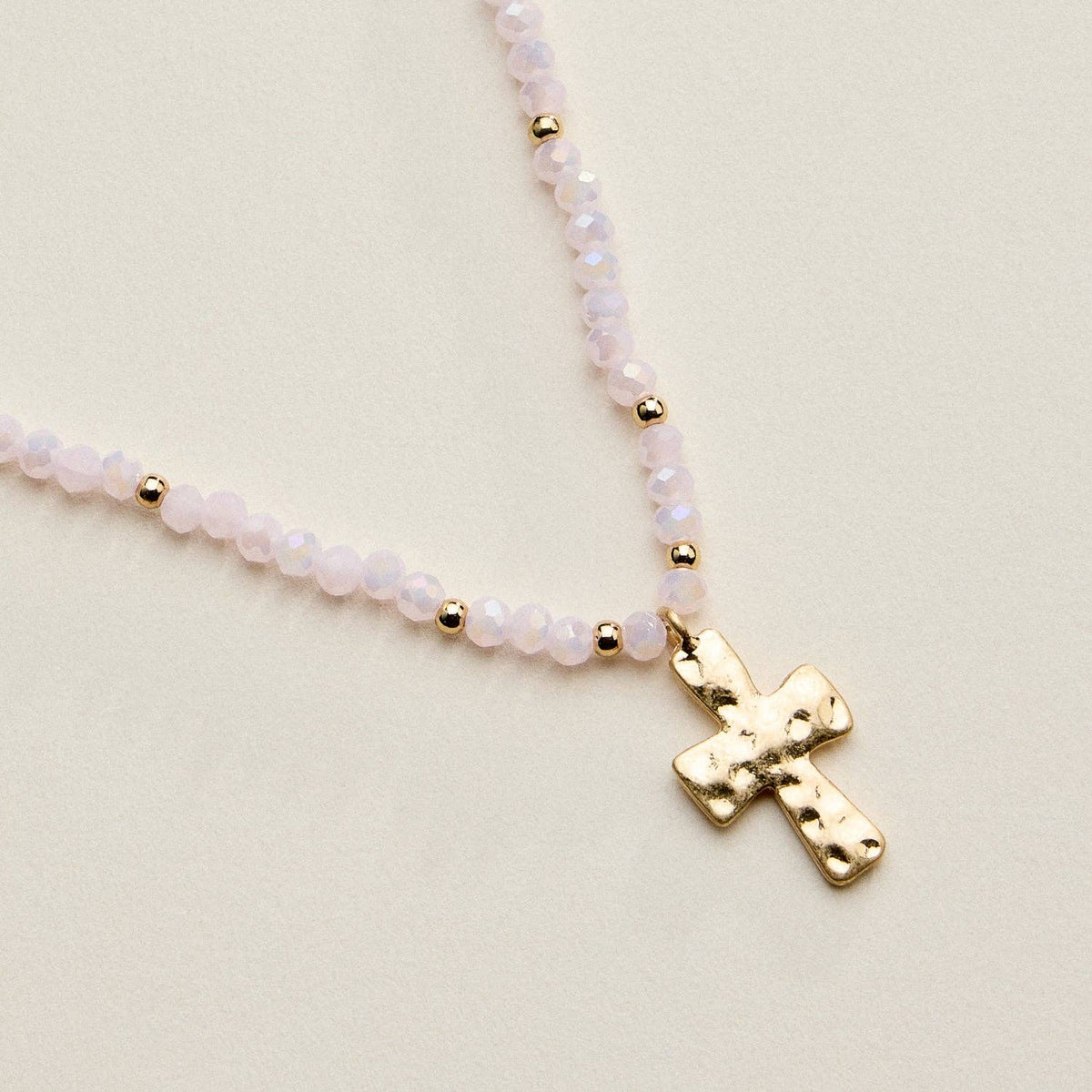 Bead Cross Necklace - Blue