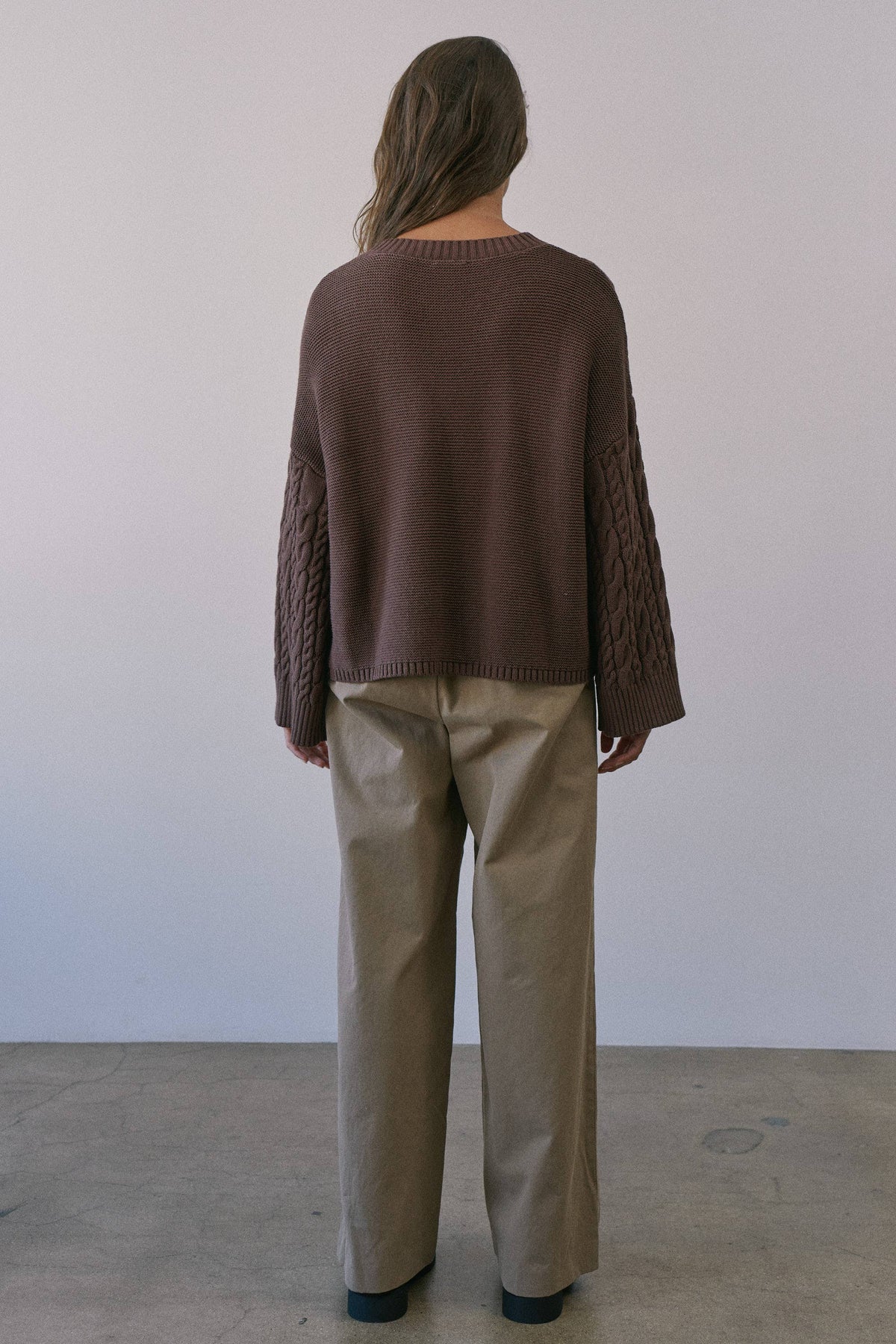 Relaxed Cable Sweater - Chocolate