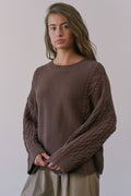 Relaxed Cable Sweater - Chocolate