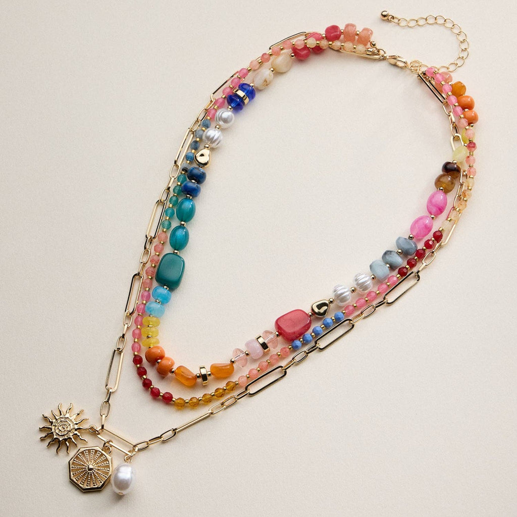 Sun Charm Layered Necklace