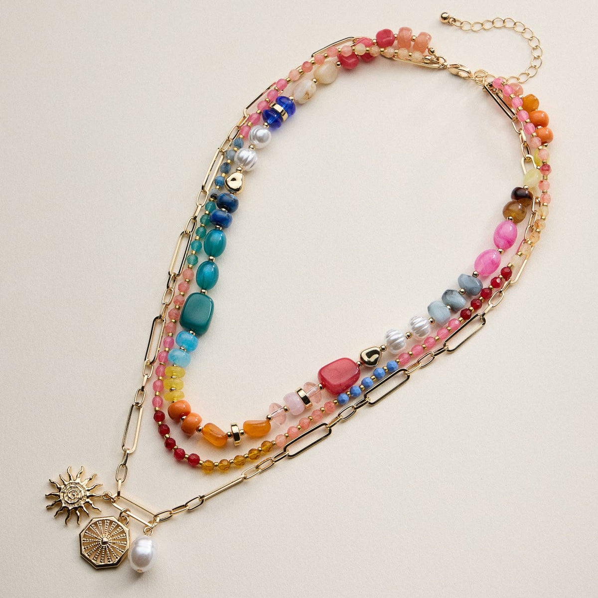 Sun Charm Layered Necklace
