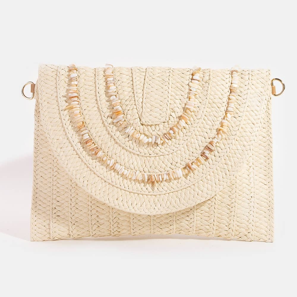 Shell Beaded Envelope Clutch