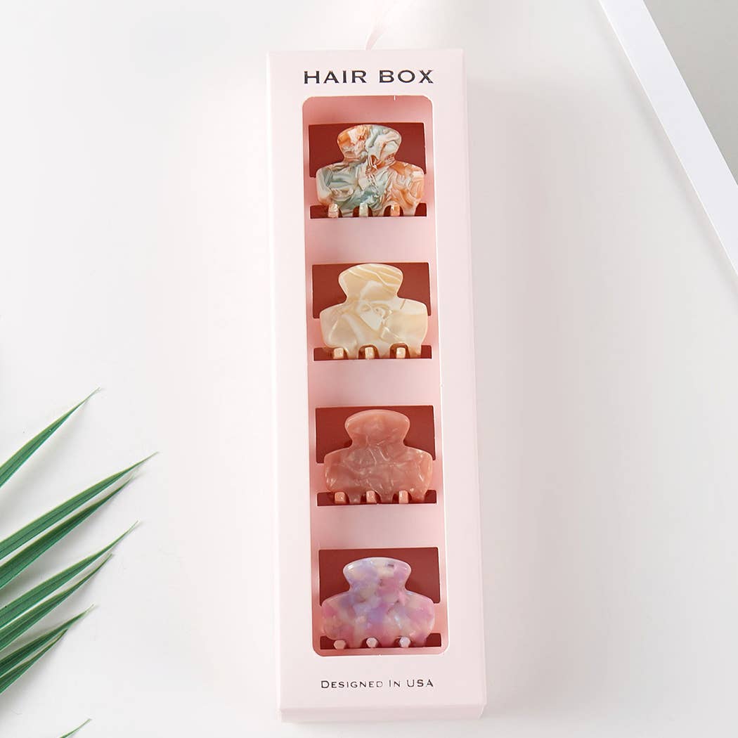 Marble Texture Assorted Mini Claw Hair Clip Set