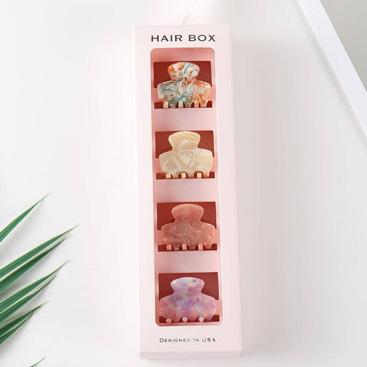 Marble Texture Assorted Mini Claw Hair Clip Set