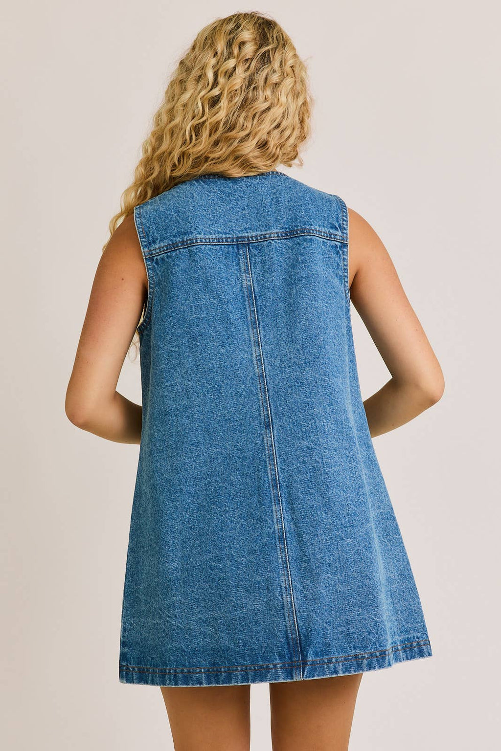 BUTTON DOWN DENIM MINI DRESS --