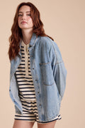 WASHED SNAP BUTTON DENIM JACKET