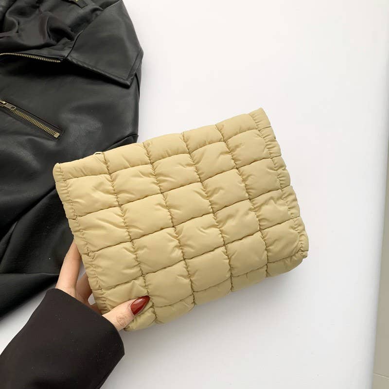 QUILTED PUFFY COSMETIC POUCH