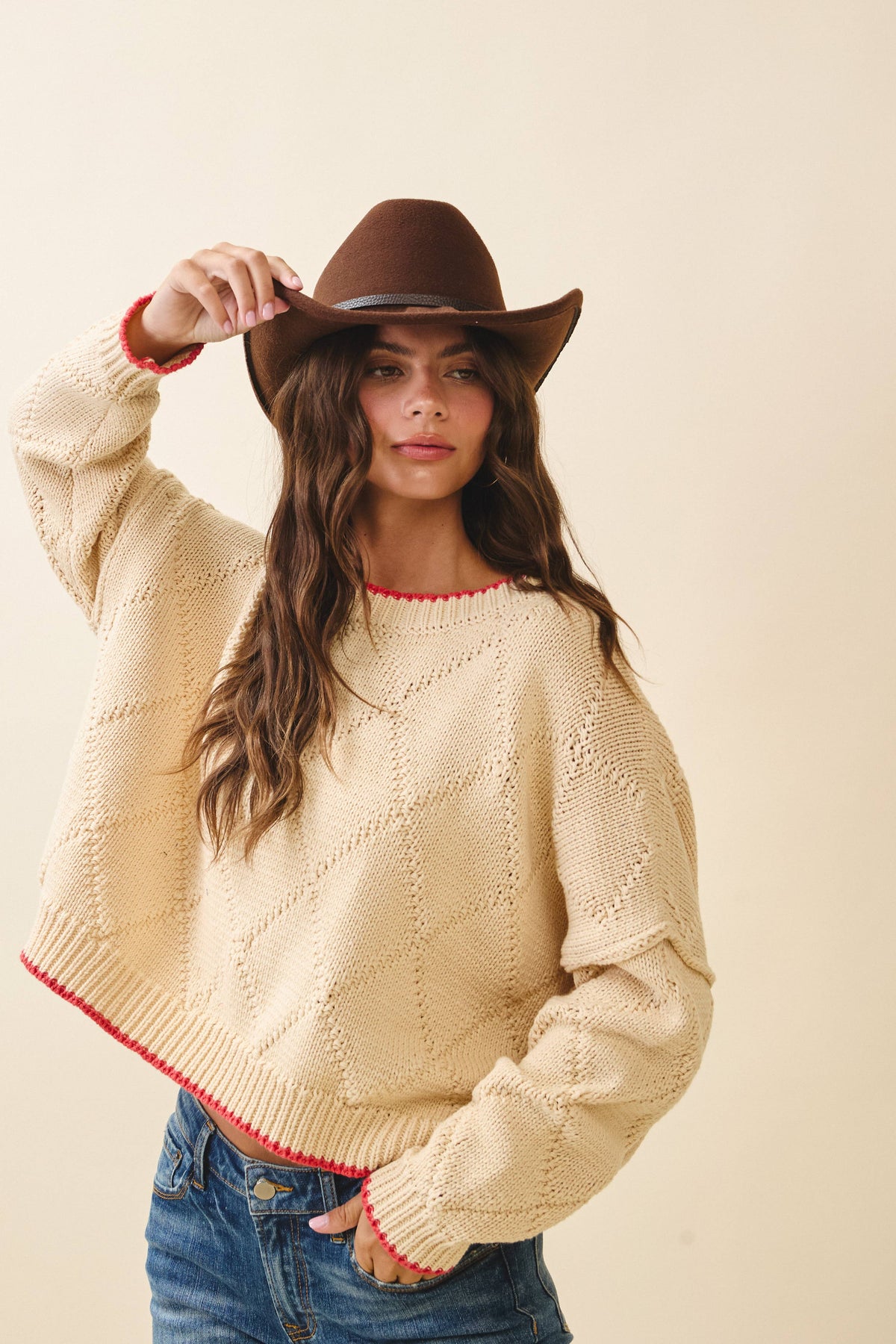 Diamond Knit Pullover Sweater