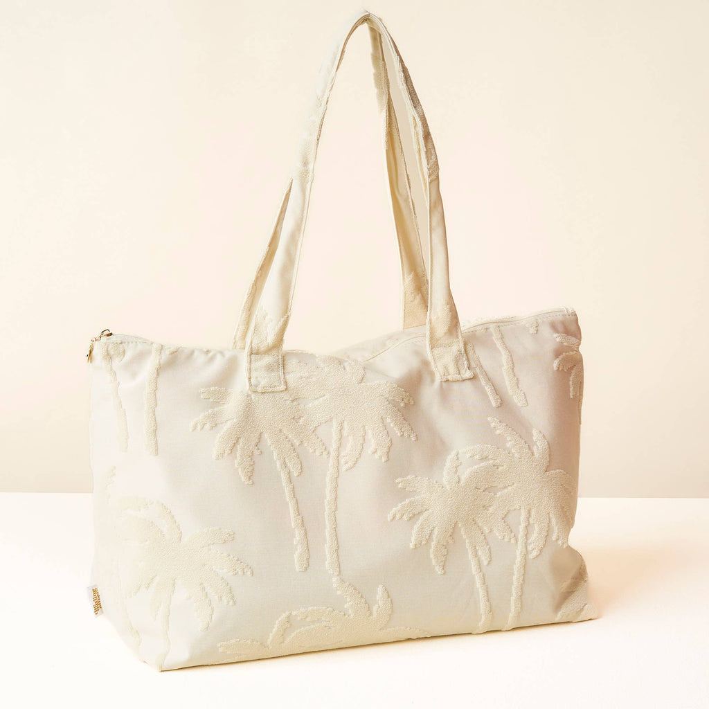 Cream Palm Tote Bag
