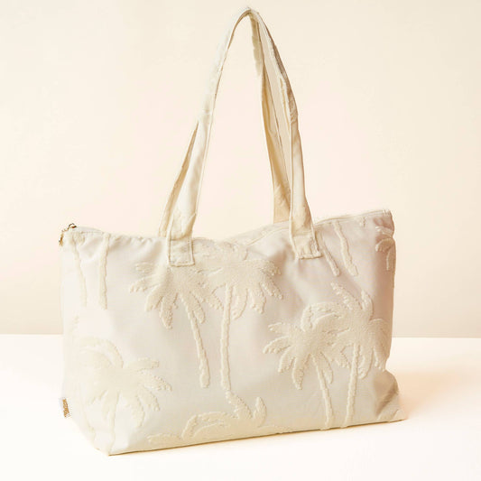 Cream Palm Tote Bag