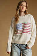 AMERICAN FLAG ROUND NECK SWEATER TOP