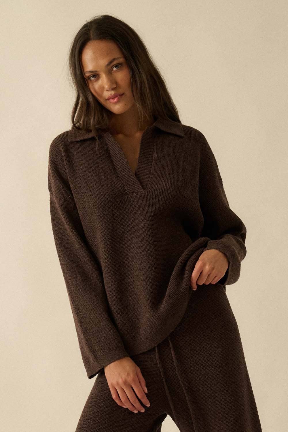 Knit Collared Polo Sweater