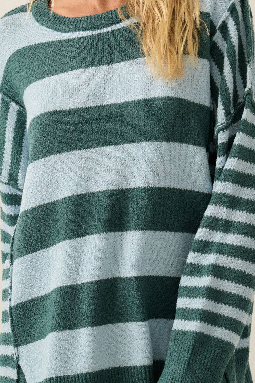 Deep Sea Contrast Knit Sweater