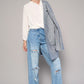 High Waist Crossover Ripped Straight Jeans