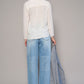 High Waist Crossover Ripped Straight Jeans