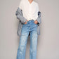 High Waist Crossover Ripped Straight Jeans
