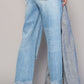 High Waist Crossover Ripped Straight Jeans