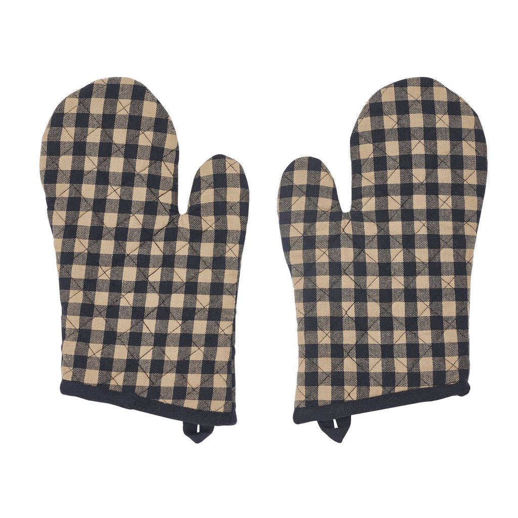 Black Check Oven Mitt - Set of 2
