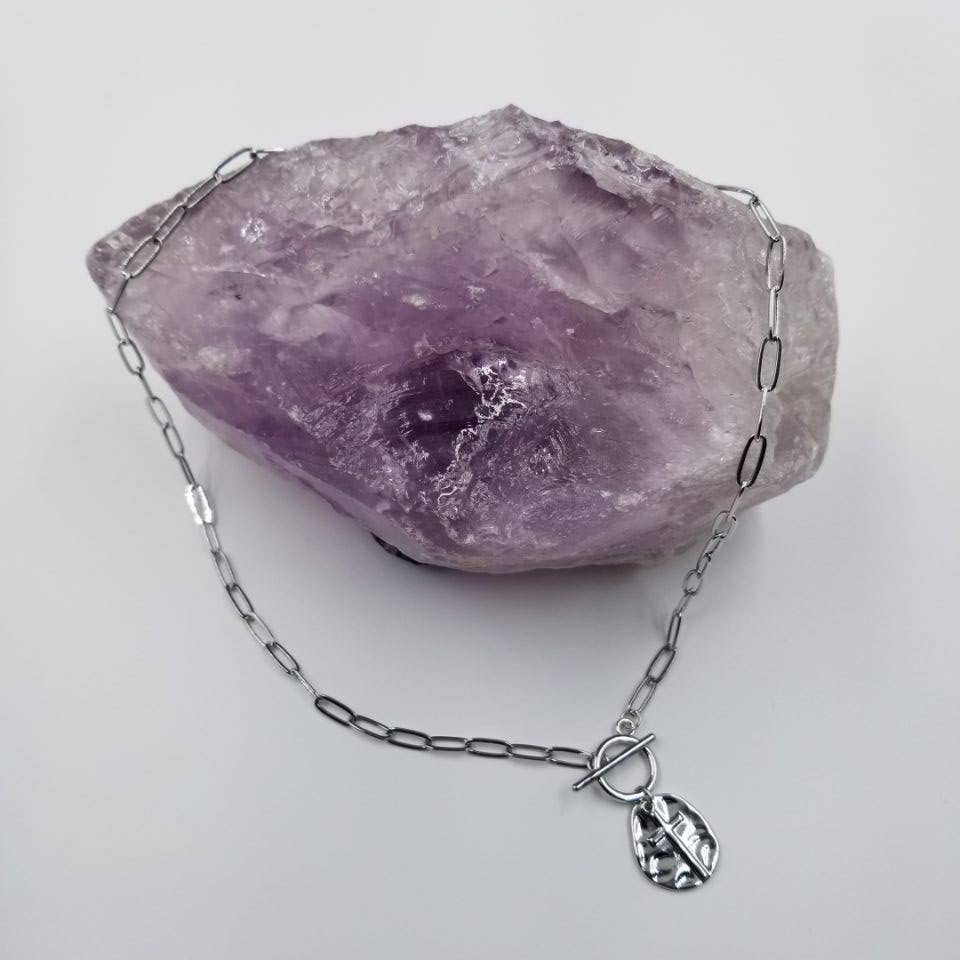 Hammered Cross Paperclip Necklace