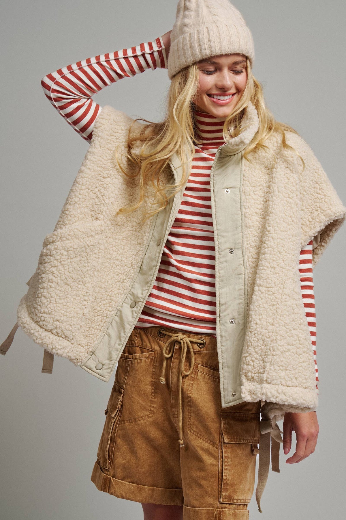Oversized Sherpa Fleece Vest