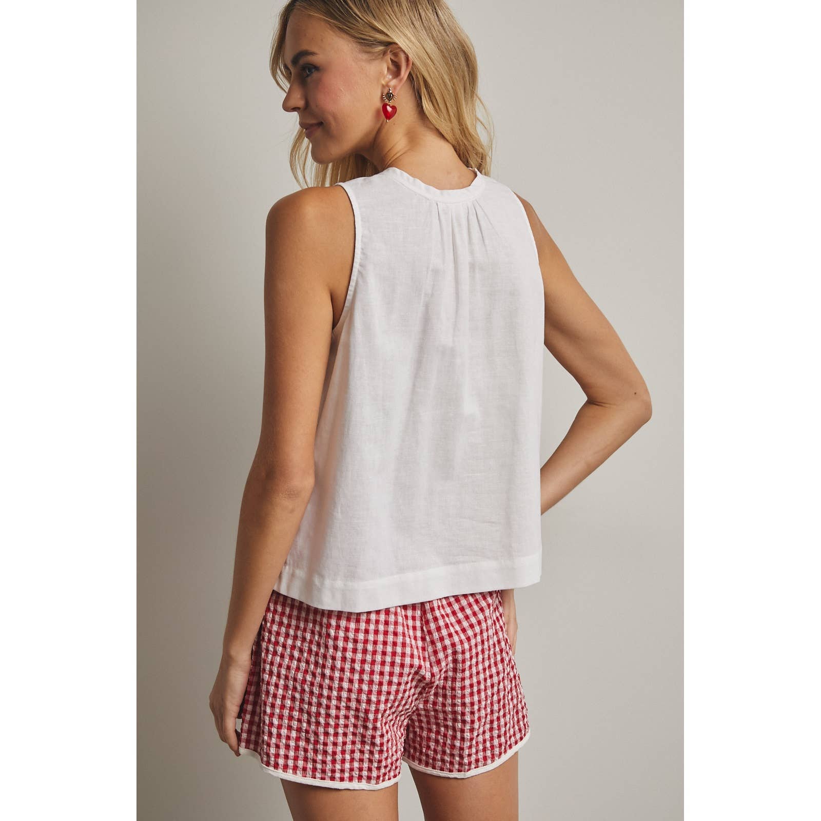 FRONT TIE BUTTON-UP BLOUSE