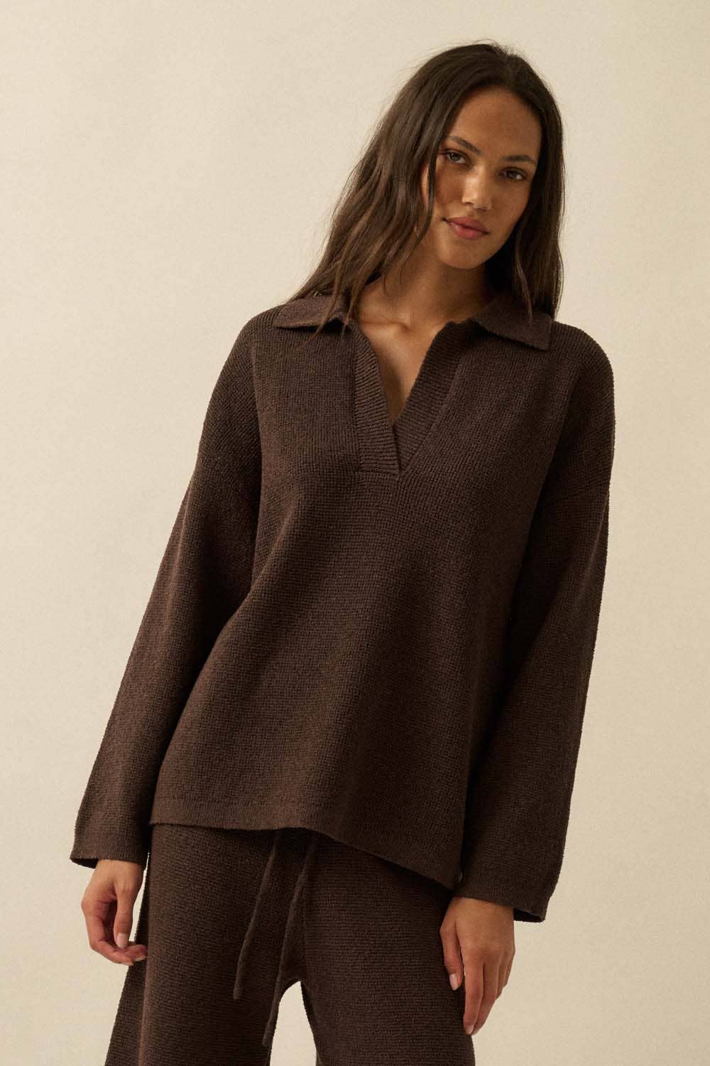 Knit Collared Polo Sweater
