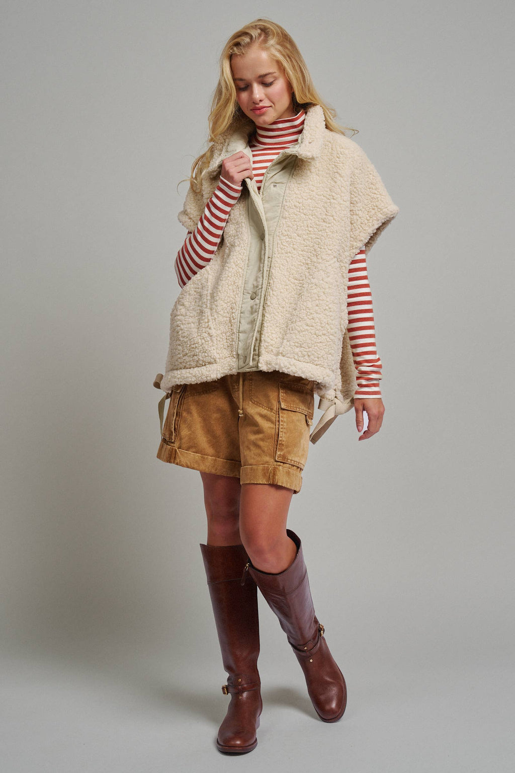 Oversized Sherpa Fleece Vest