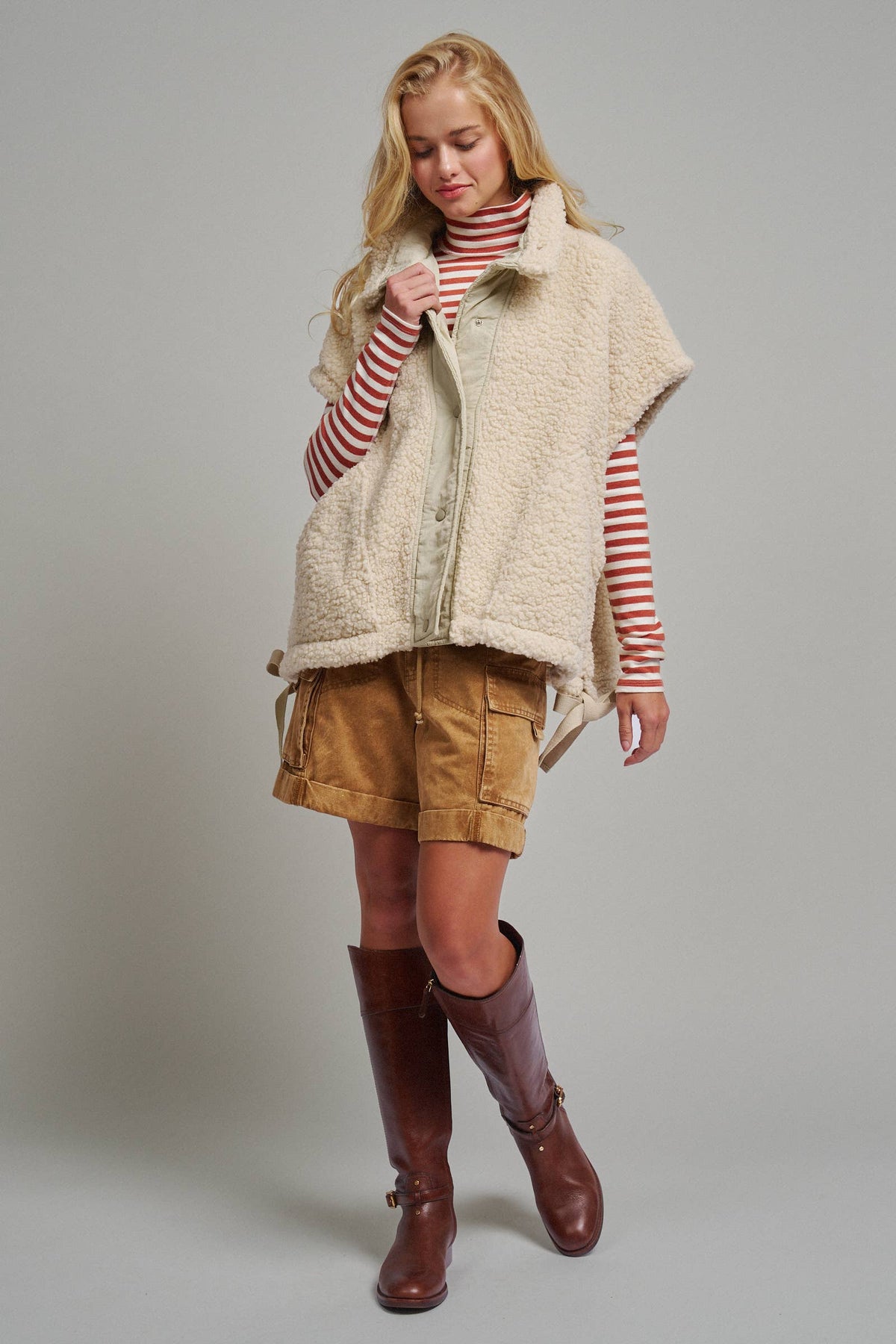 Oversized Sherpa Fleece Vest