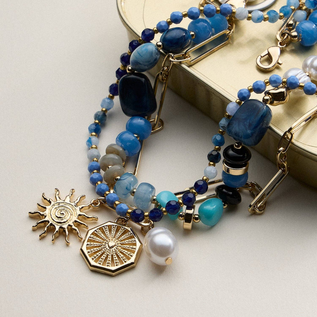 Sun Charm Layered Necklace